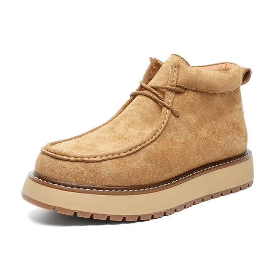 Autumn Men Platform Shoes Suede Leather Work Shoes Fashion Design Lace-up High Quality Ankle Boots Casual British Outdoor Shoes