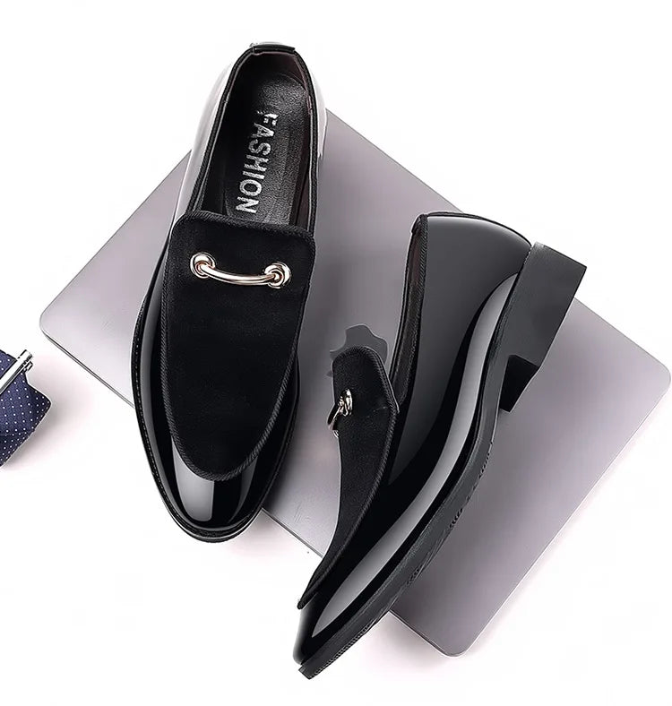 Italian Men's Dress Shoes British Suede Patent Leather Casual Shoes Korean Trendy Loafers 2024 Male Wedding Party Shoes for Men