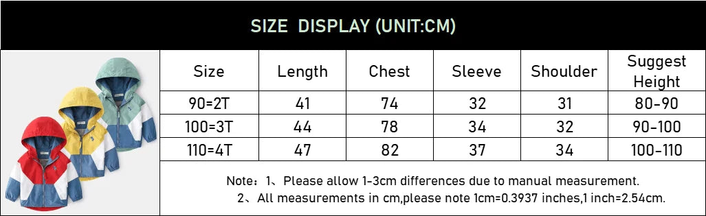 Spring Children Jackets for Boys Hooded Patchwork Kids Boy Outerwear Windbreaker Autumn Casual Children Coats Clothing 2-6 Years