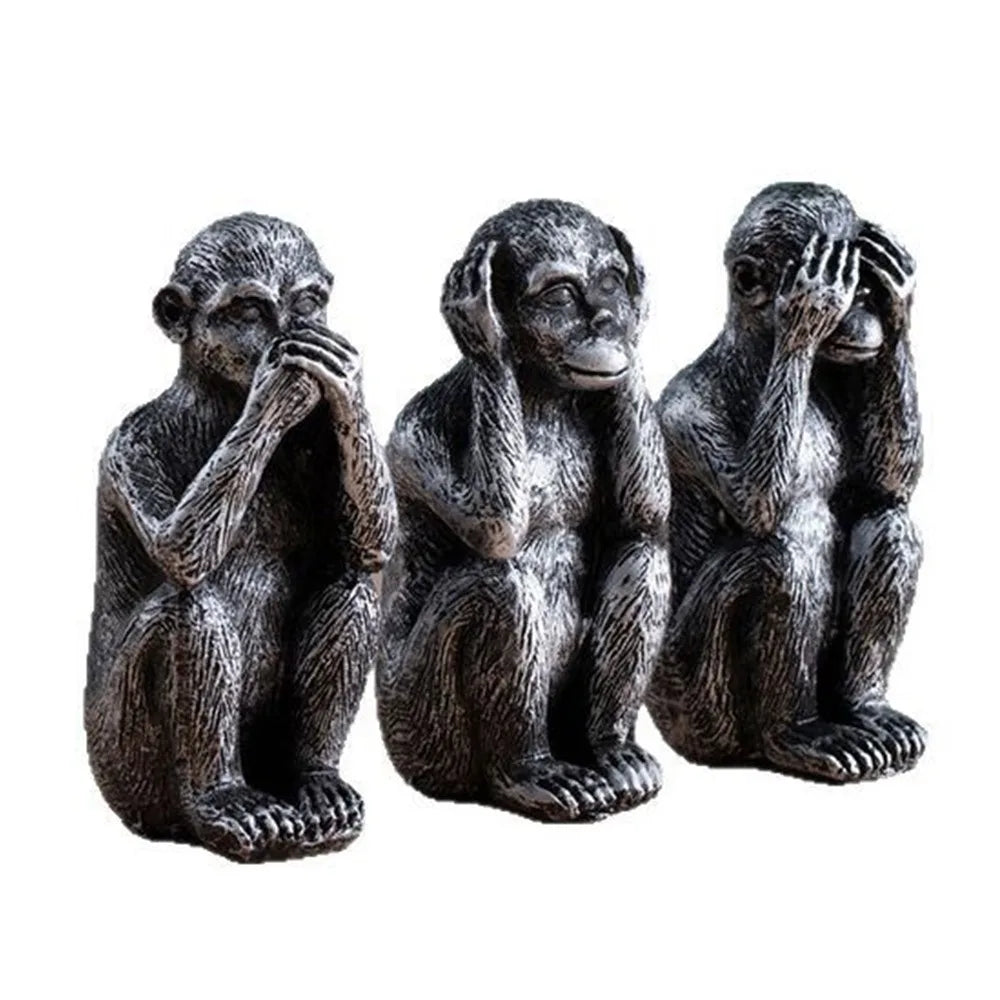 Resin Three Wise Monkeys Figurines Don't See Don't Speak Home Decor Crafts Don't Hear Creative Design Monkey Ornaments