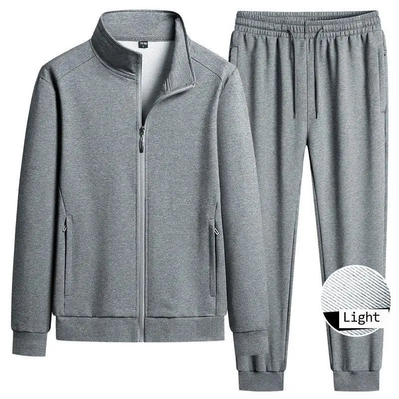 Spring Autumn Pure Cotton Stand Collar Sports Suit Set Thin Casual Workout  Men's Sweatshirt Jack And Pant Suit Two Piece Set