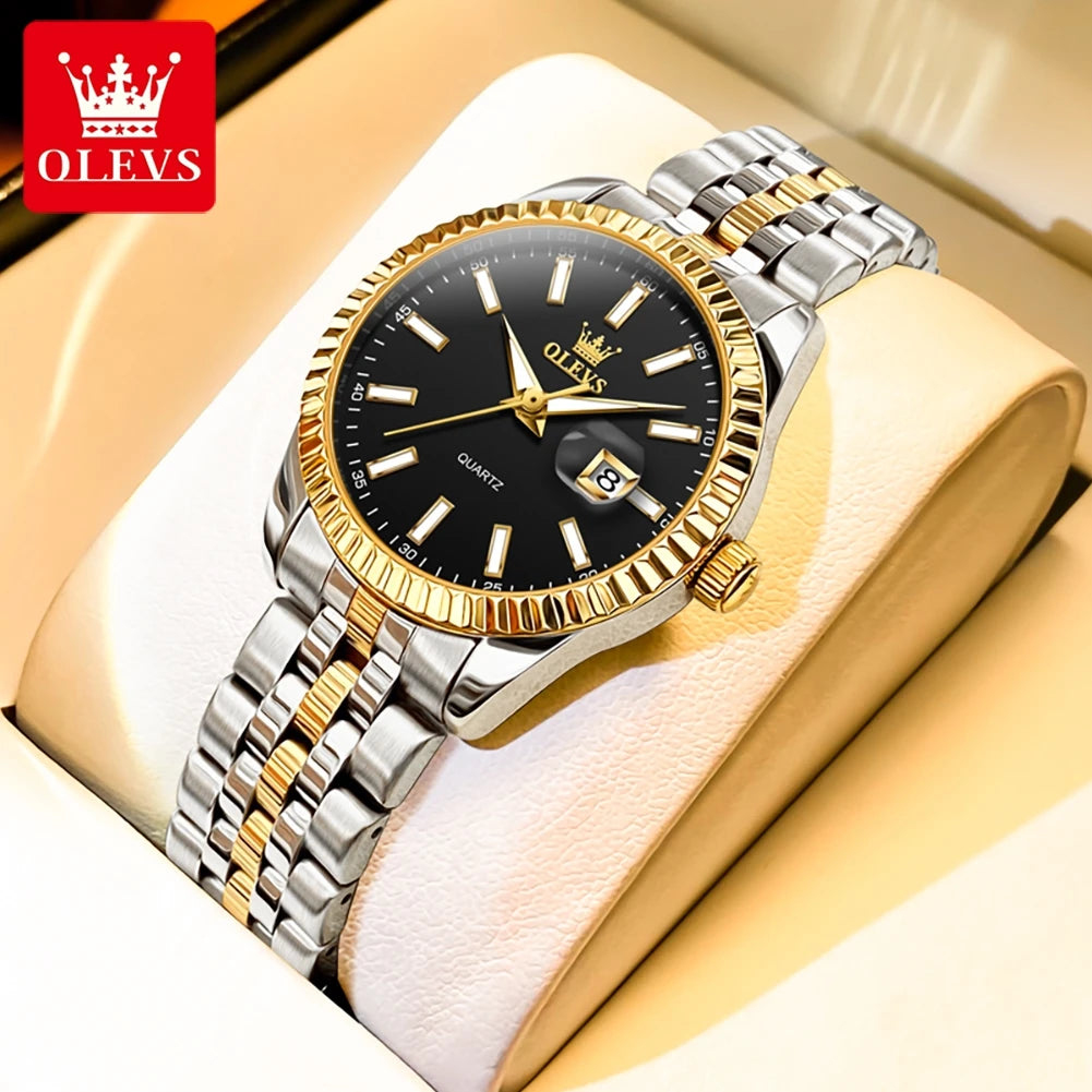 OLEVS 5593 Ladies Watches Original Luxury Quartz Wristwatch Stainless Steel Waterproof Luminous Day Date Watch Bracelet Set ﻿