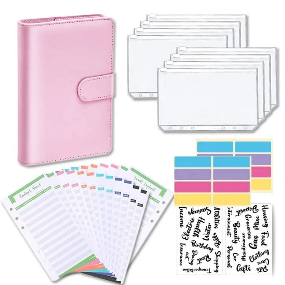 Leather Budget Binder With Cash Envelopes Pockets Zip Small French Budget Pouch Binder For Saving Money A6  Planner Organizer