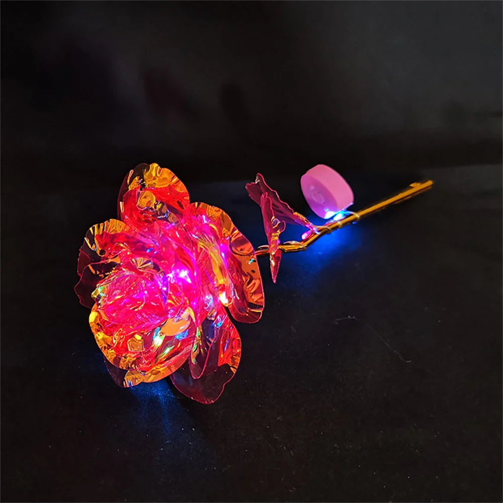 Led Valentine's Day Mother's Day Gift 24K Foil Plated Roses Artifical Flowers Wedding Decor Lover Lighting Roses Creative Gift