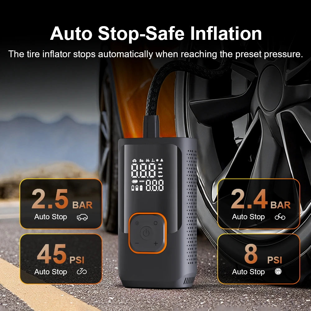 Car Inflator Compressor Pump With LED Lamp For Car Motorcycle Bicycle Tyre Balls Wireless Electric Car Air Tire Pump