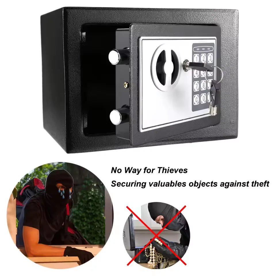 New Electronic Digital Keypad Lock Safe for Home Office All Steel Security Box with Password And Key Unlock Features Compact Des