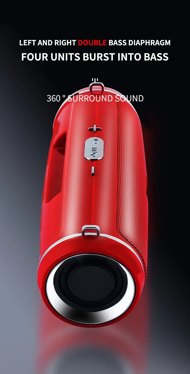 Portable Wireless Bluetooth Speaker 3D Stereo Surround Speaker Outdoor FM Radio Multifunctional Pillar Waterproof TWS Subwoofer