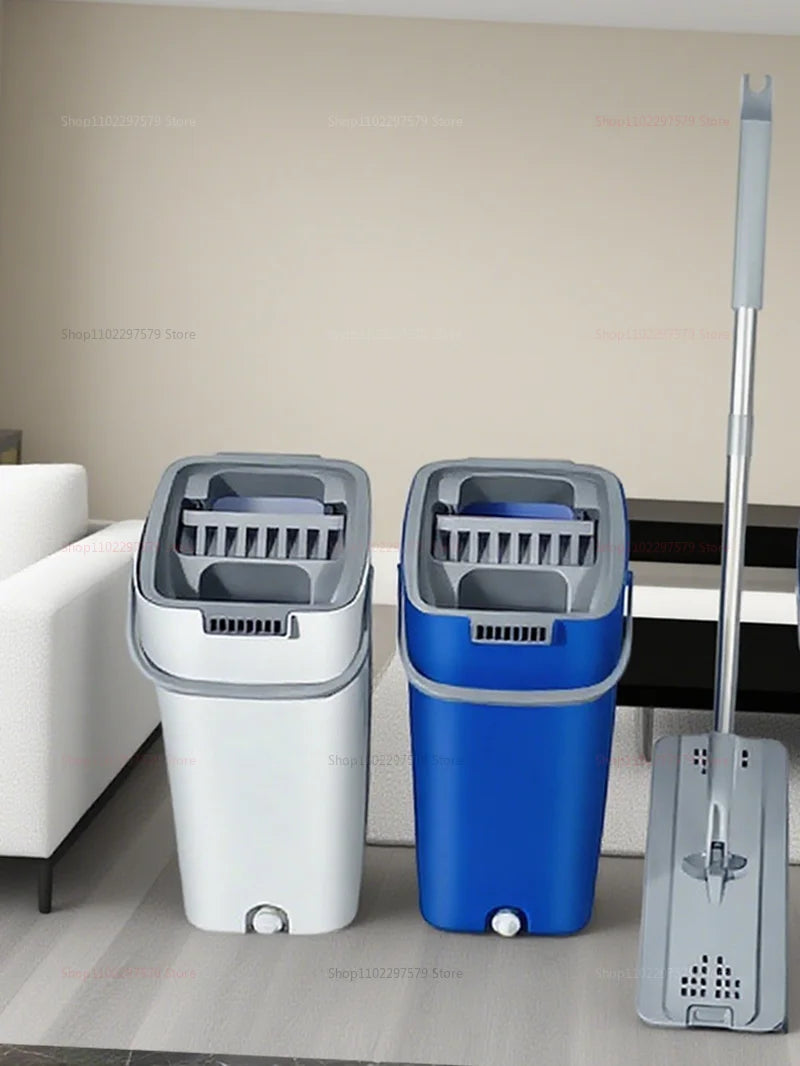 360 Degree Rotation Flat Floor Mop and Bucket Set Professional Home Hardwood Floor Cleaning System with Washable Microfiber Pads
