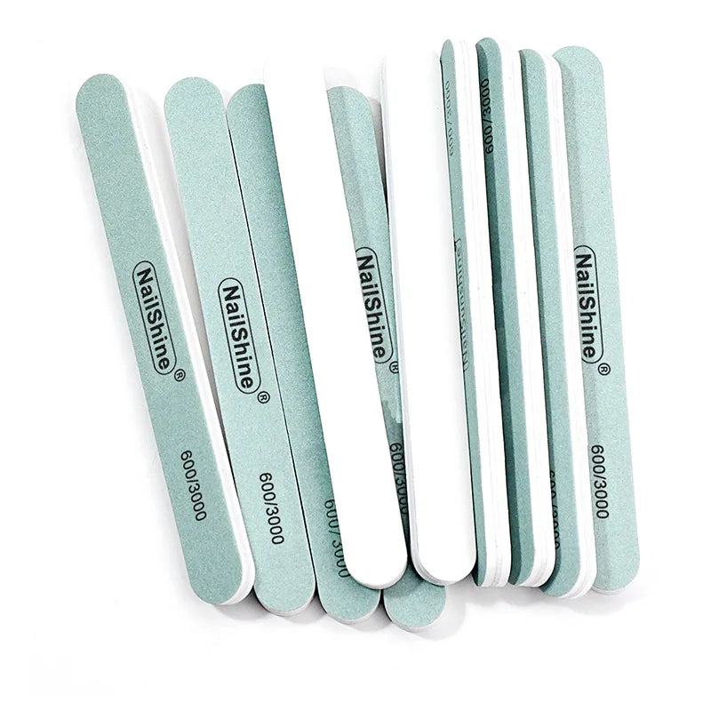 Nail File 600/3000 Grit Wooden Nail File, Professional Washable Doubled Sides Nail File Kit for Natural Acrylic Nails Coarse
