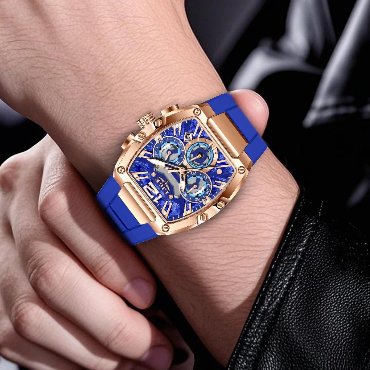 LIGE Original Brand Fashion Mens Watches Sport Military Chronograph Calendar Silicone Strap Quartz Wristwatch Relogio Masculino