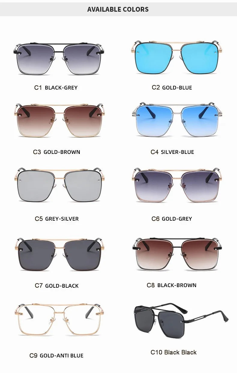 Square Sunglasses Men Metail Frame Glasses Resin Lens Male Sun Glasses Driving Travel Outdoor Eyewears Oculos De Sol UV400