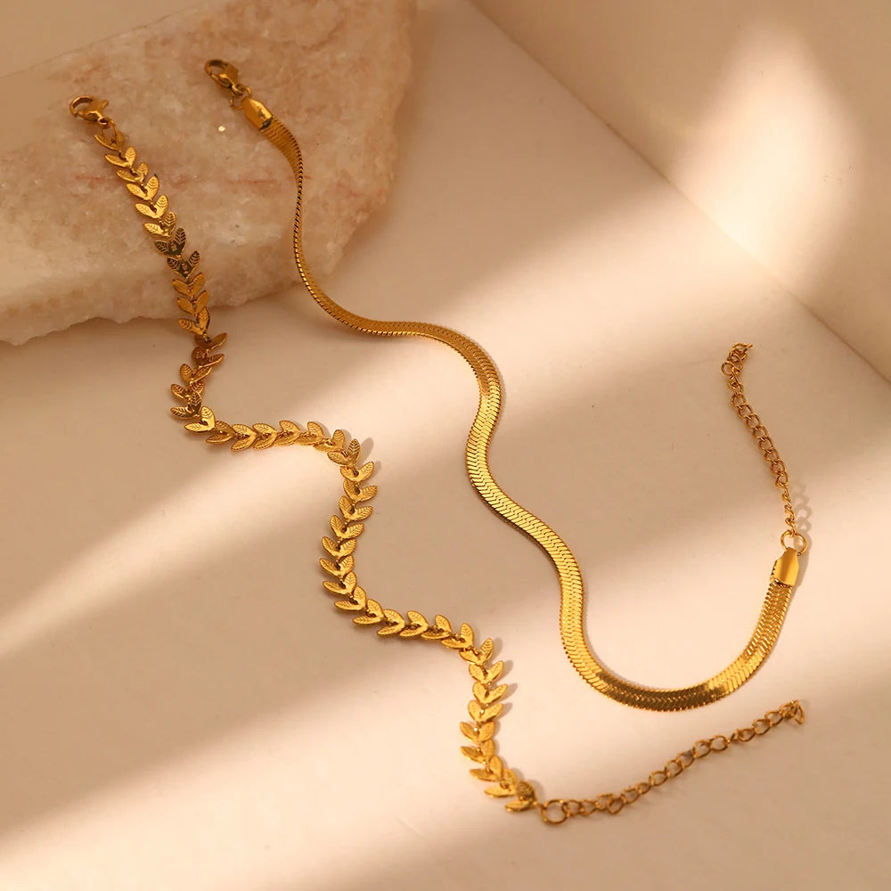 Stainless Steel Anklet Creative Splicing Wrap Around Leaf Design Blade Chain Anklet For Women Jewelry Goddess Banquet Fine Gifts