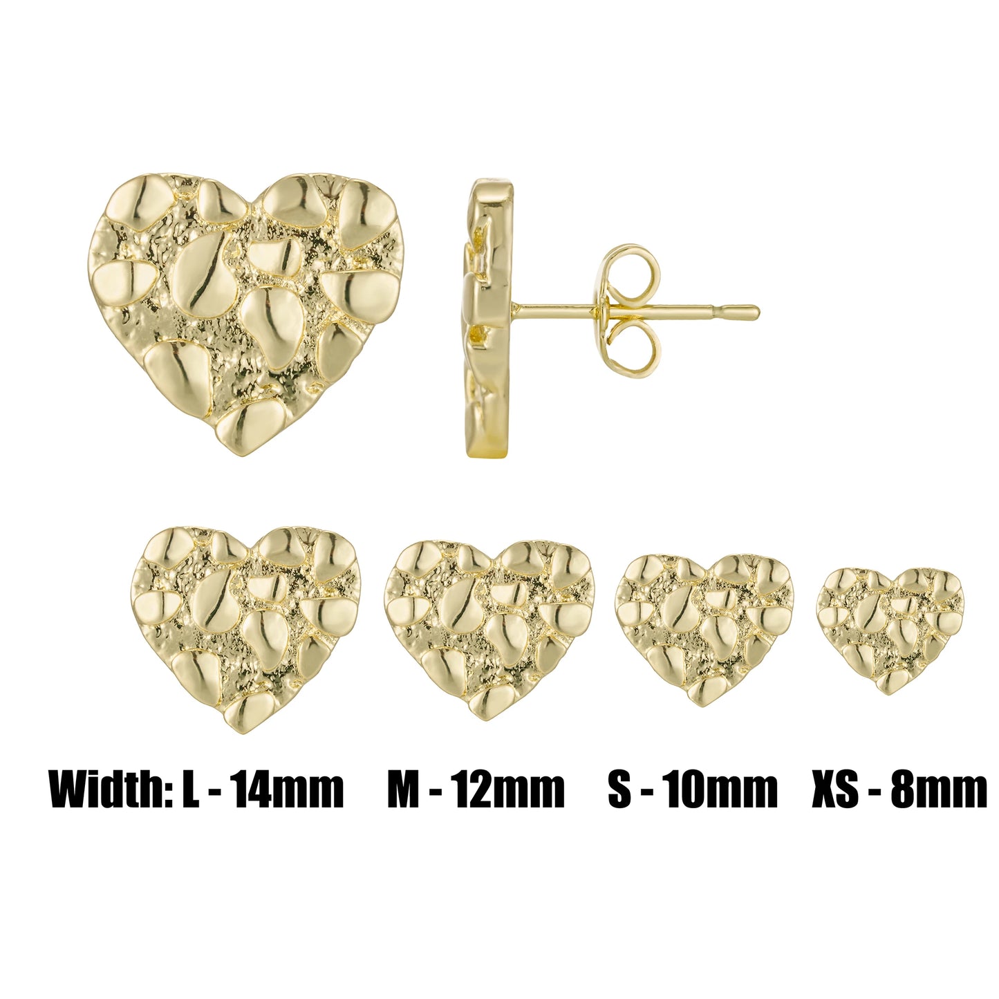 14k Gold Plated 12mm round Stud Earrings for Men And Women Fashion Jewelry Irregular Geometric Shape Gold Nugget Earrings