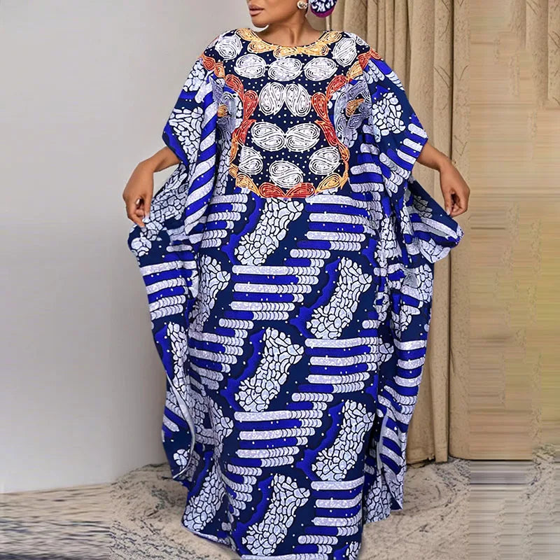 Plus Size 5XL VONDA Women Maxi Dress Bohemian Printed Long Vestidos Summer Half Bat Sleeve Casual Loose Robe Vintage Sundress