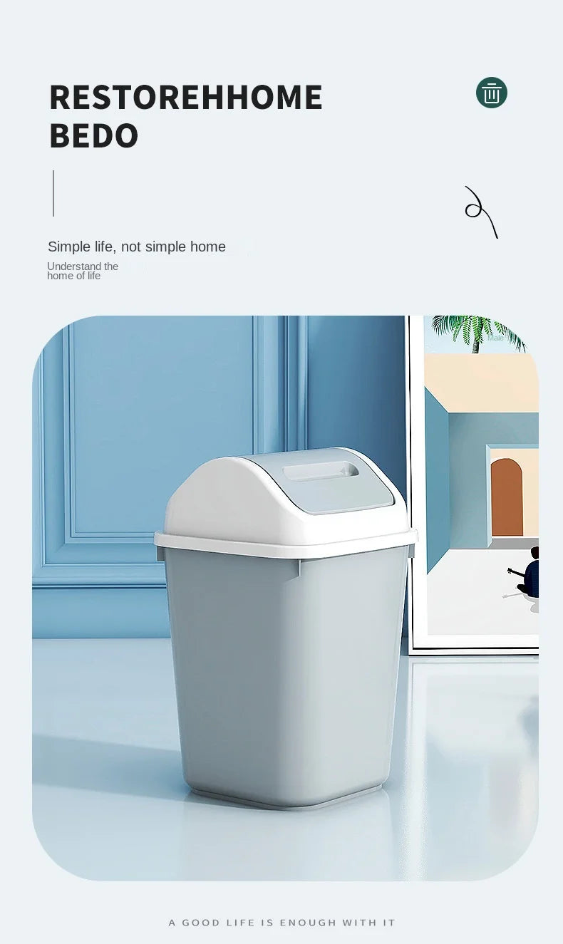 Trash can household bathroom toilet kitchen living room with cover bedroom large capacity shaking cover storage bucket