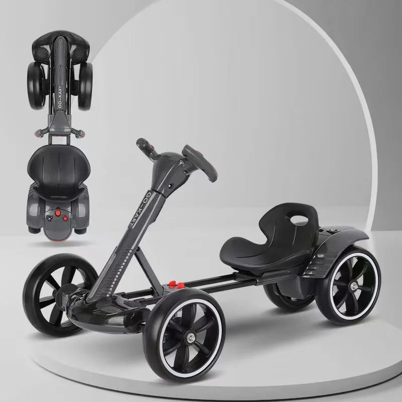 Karting electric four wheeled cart, foldable and seatable, portable and lightweight, no installation required