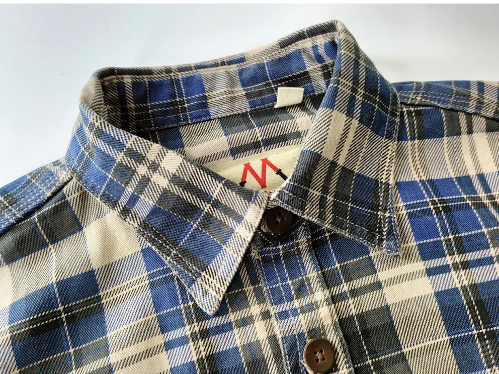Spring and autumn new cotton washed male casual plaid shirt male thick long-sleeved shirt coat