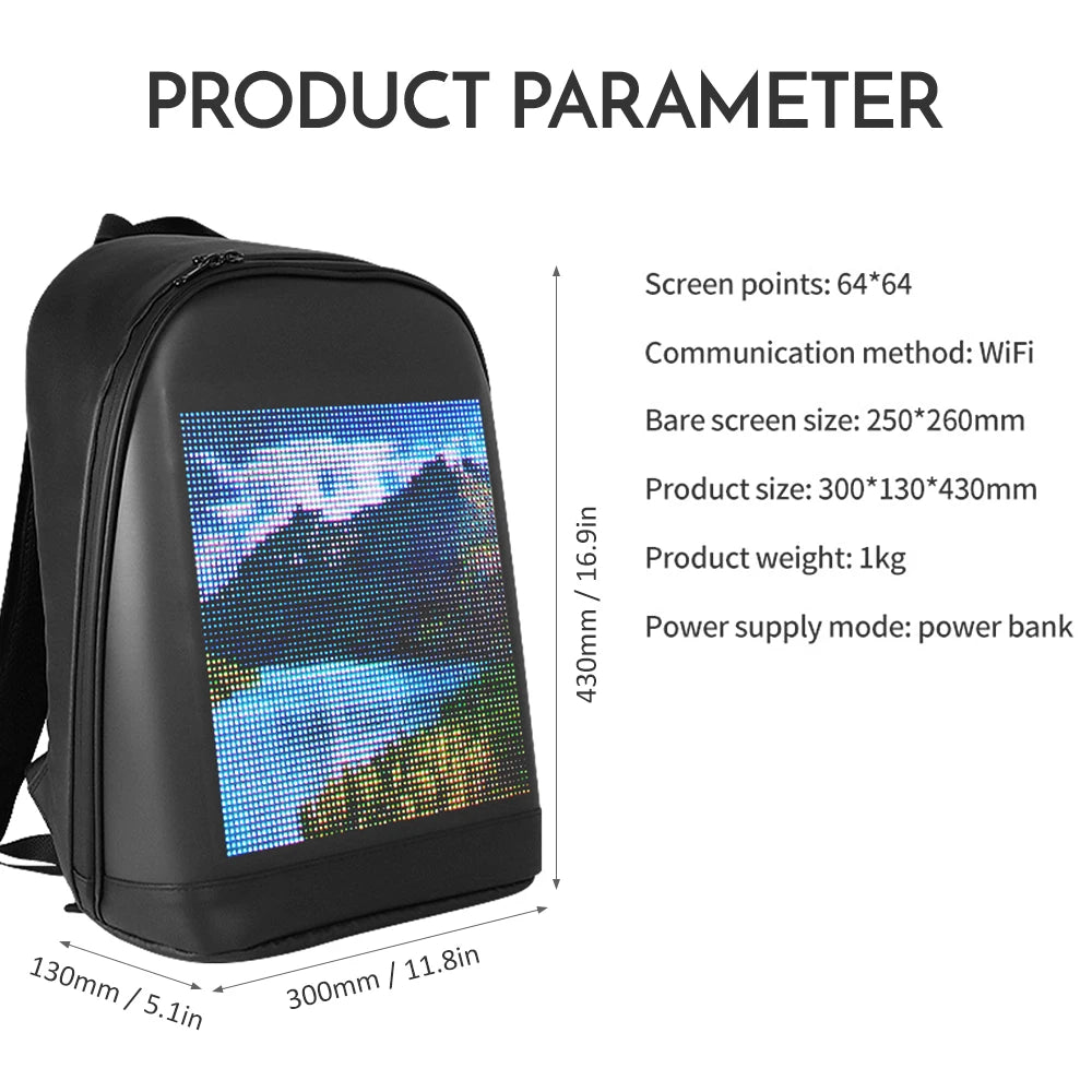 backpack advertising backpack LED Color Screen Customizable Backpack Travel Bag Pack School Bag for Men Women College Students