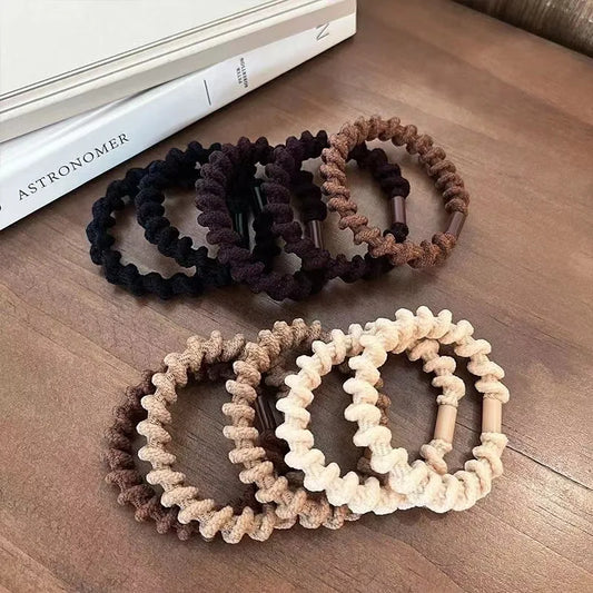 5Pcs/Lot Minimalist Black Brown Hair Rope Soft High Elastic Hair Bands Casual Women Girls Ponytail Scrunchies Hair Accessories