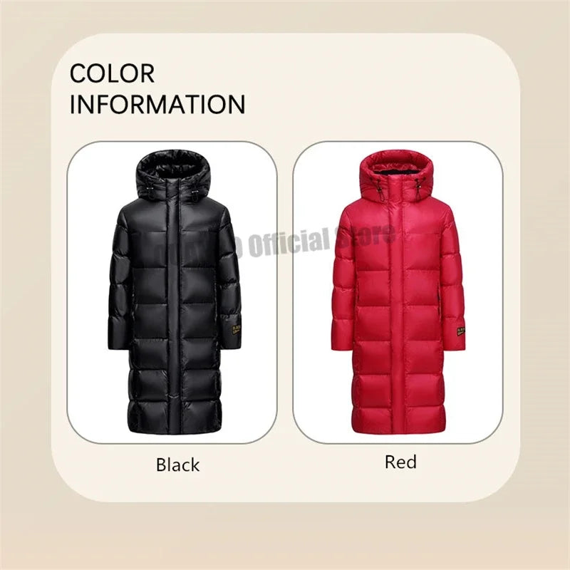 Winter 90%  White Goose Down Thick （Winter) Warm X-Long Men's Jackets 2025 New Arrivals Men Hooded Korean Down Parkas Coat
