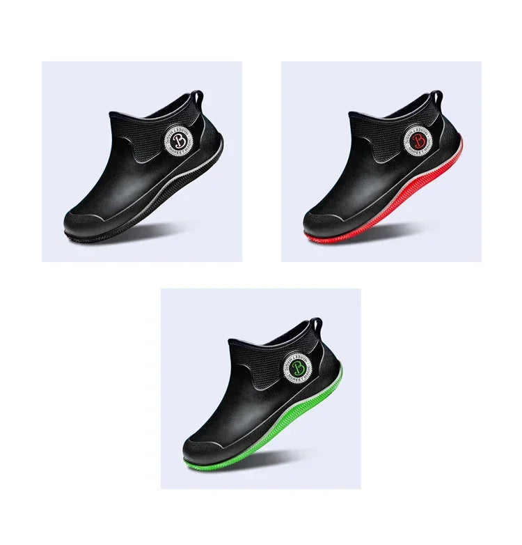 Fashion Rain Boots Men's Short Delivery Riders Galoshes Plus Cotton Waterproof Winter Shoes