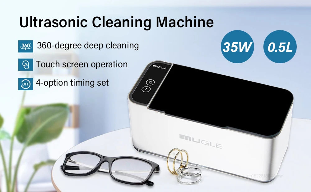 Ultrasonic Cleaner 35W Ultrasound Glasses Cleaning Machine 46KHZ High Frequency Portable Ultrasonic Washing Bath for Jewelry