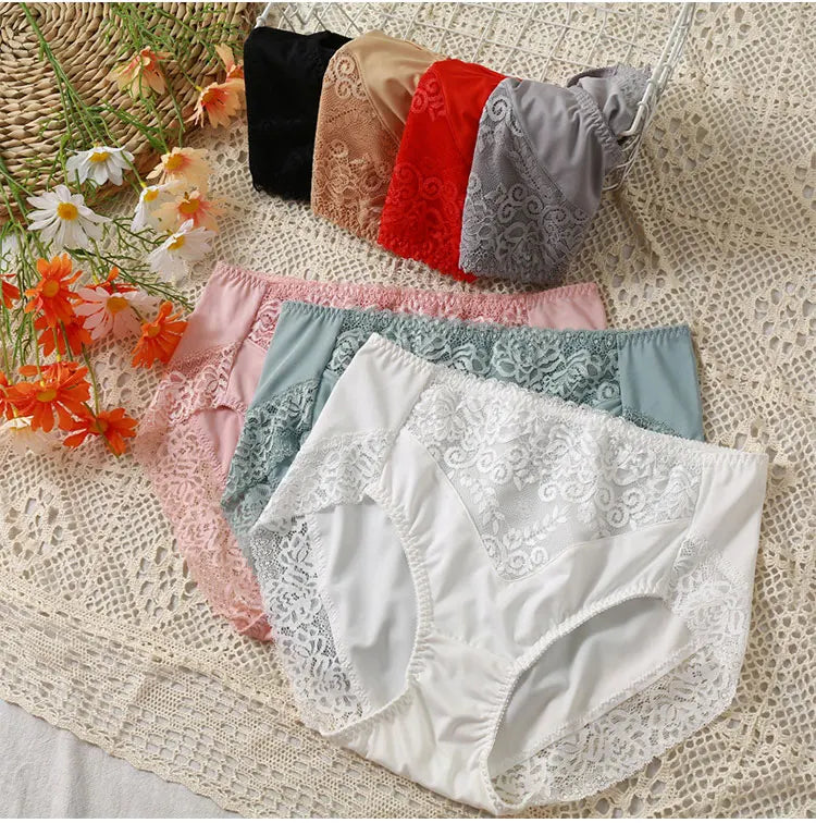 Plus Size Women Panties Sexy Lace Comfortable High Waist Milk Silk Panties for Women Underwear Ladies Briefs of Large Size XXXL