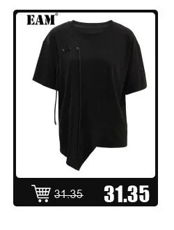 [EAM] Black Printed Back Zipper Sweatshirt New Round Neck Long Sleeve Women Big Size Fashion Tide Spring Autumn 2026 1DJ0624