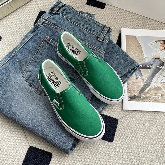 Canvas Shoes Women Couple Slip on Flat Comfortable Casual Shoes Fashion Platform Ladies Vulcanized Shoes Zapatillas Mujer 2025