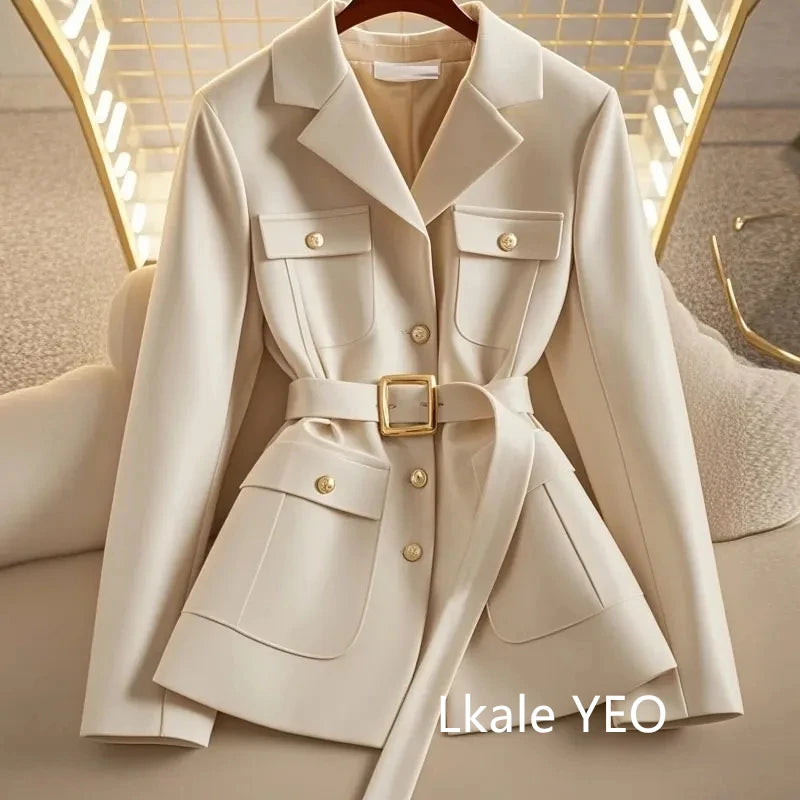 Women's Suit Jacket 2025 Spring Autumn High-End Temperament Ladies Blazer Coat Korean Version Fashion Versatile Lady Outerwear