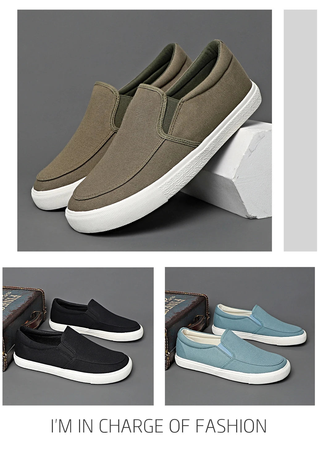 2026 Men Casual Canvas Shoes Spring Breathable Pure Color Anti-slip Soft-Soled Men's Driving Cloth Shoes BD26001
