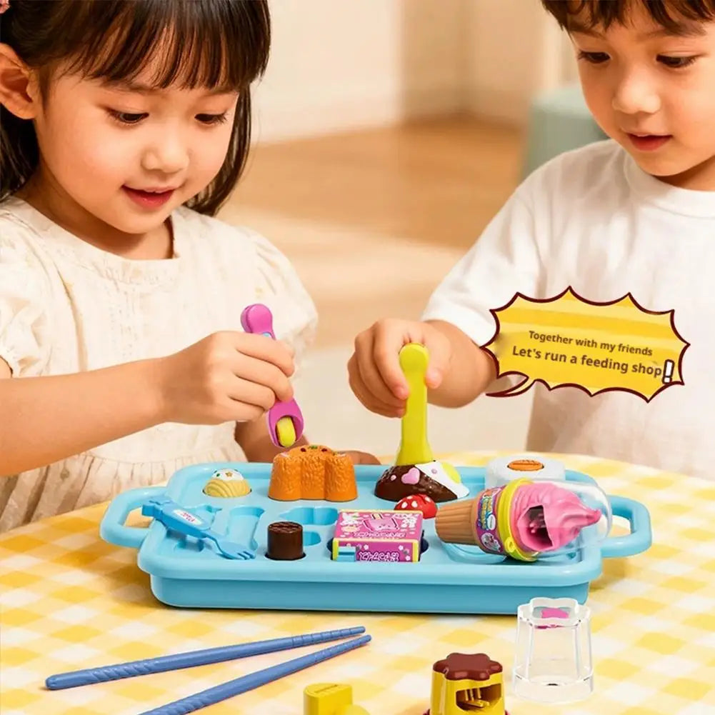 NEW Food Feeding Pudding Feeding Ice Cream Toy Set Early Education Food Platter Role Play Fun Children Girl Play House Toys Gift