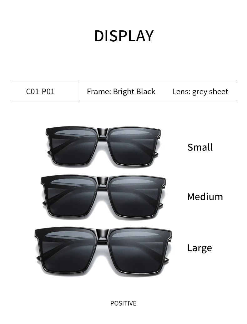 Men Sunglasses UV400 Polarized Sun Glasses Women TR90 Sunscreen Big Square Eyeglasses Frame Driving Goggles Fishing Eyewear