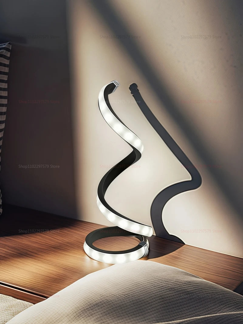 2025 Modern LED Bedside Lamp Deformable Spiral Table Night Light for Bedroom Office Living Room Decor Adjustable Night Lamp