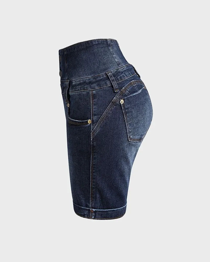 Y2K Clothing Women's Pants 2025 Spring Summer New Fashion Casual Versatile High Waist Pocket Design Denim Shorts Pantalon Femme