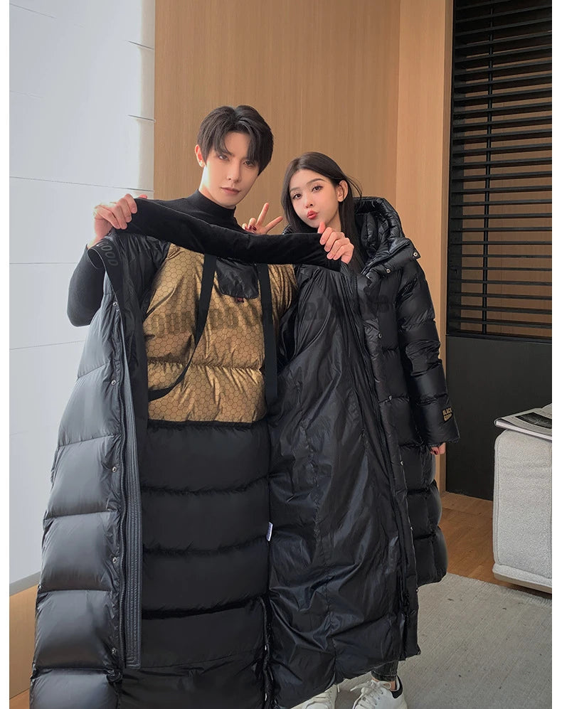 2023 New Arrivals Winter 90% White Goose Down Couple Hooded Coat Top Grade Men's Women Thick（Winter) Warm X-long Jackets