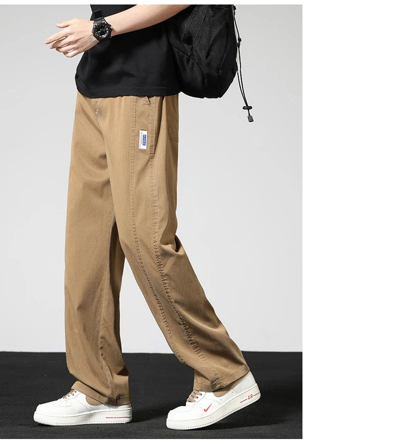 Summer Thin Casual Pants Men's Straight Wide Pants Brand Clothing Lyocell Stretch Loose Trousers Korean Trendy Man Clothing