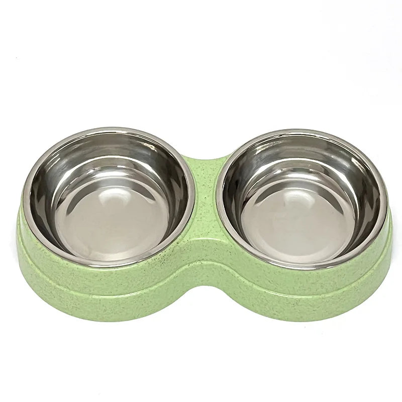 Double Pet Bowls Dog Food Water Feeder Stainless Steel Pet Drinking Dish Feeder Cat Puppy Feeding Supplies Small Dog Accessories