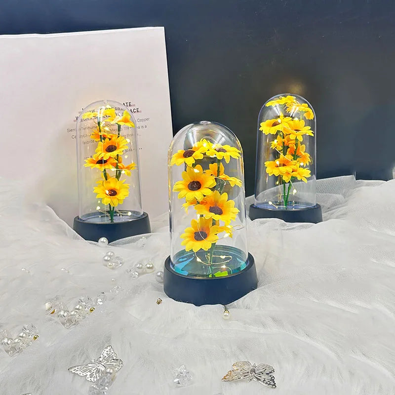Artificial Sunflower Plastic Set Valentine's Day Mother's Day Eternal Flower Gift Birthday Gift Can Light Up