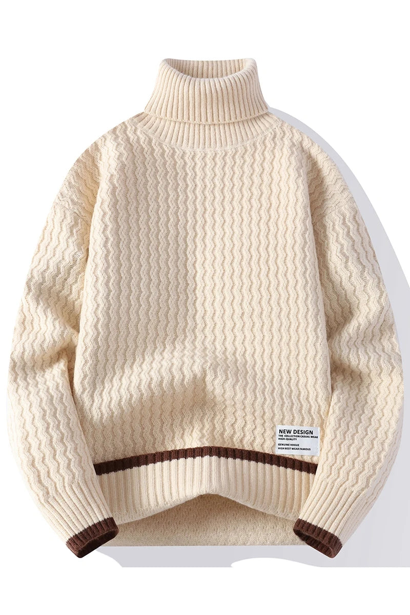 2024 Autumn Men's wool pullovers Men's Solid color high collar Sweater  mens thicken Warm Men Knitted Sweater full size M-4XL