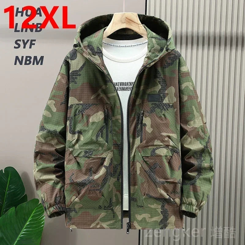 Extra large men's loose workwear windbreaker plus size trendy camouflage casual jacket assault coat 12XL 11XL 10XL men clothing