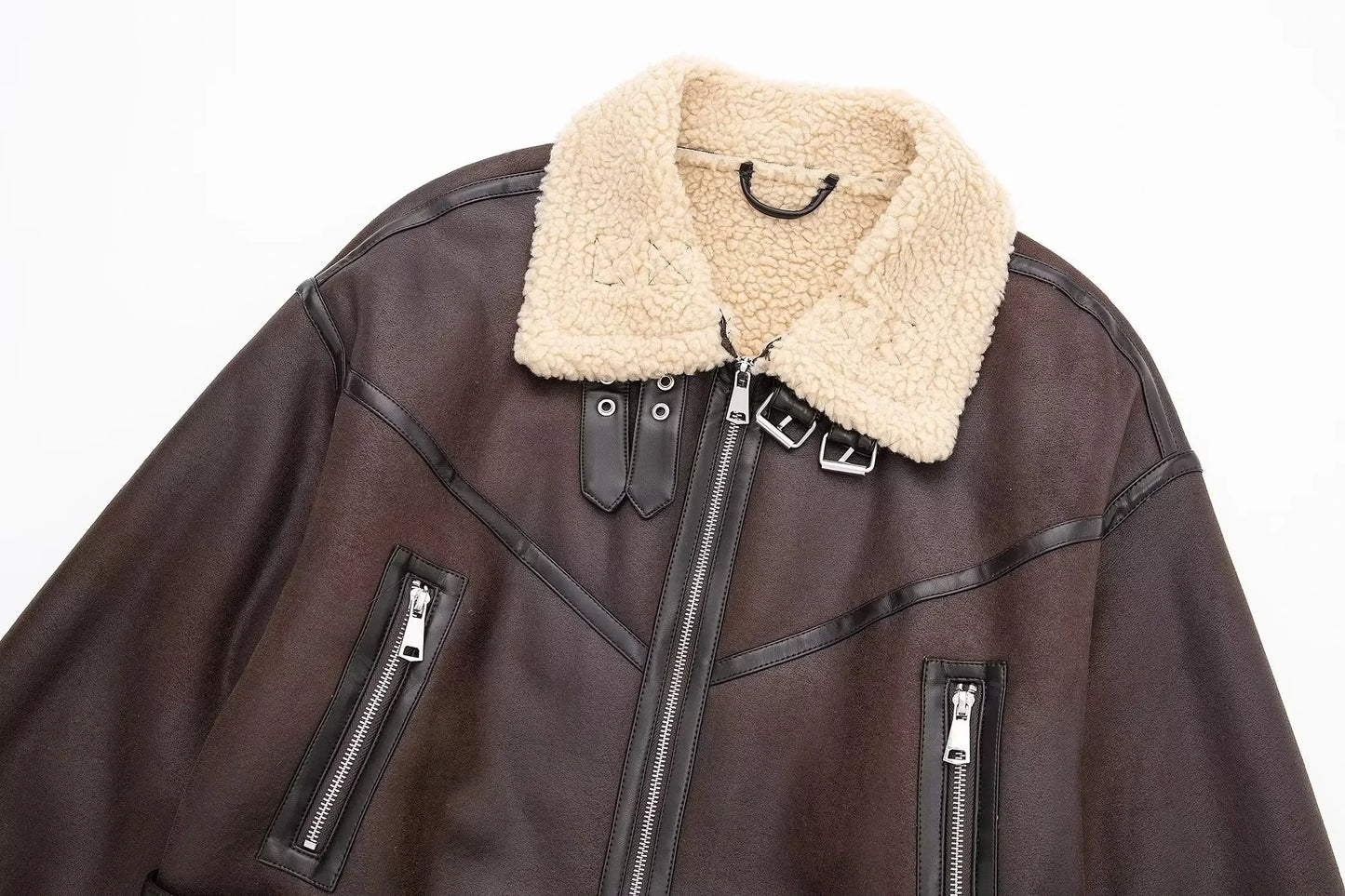 Winter Women's Belted Short Jacket Windbreaker Coat Fashion Retro Warm Thickened Long Sleeve Zipper Mujer Roupa Street