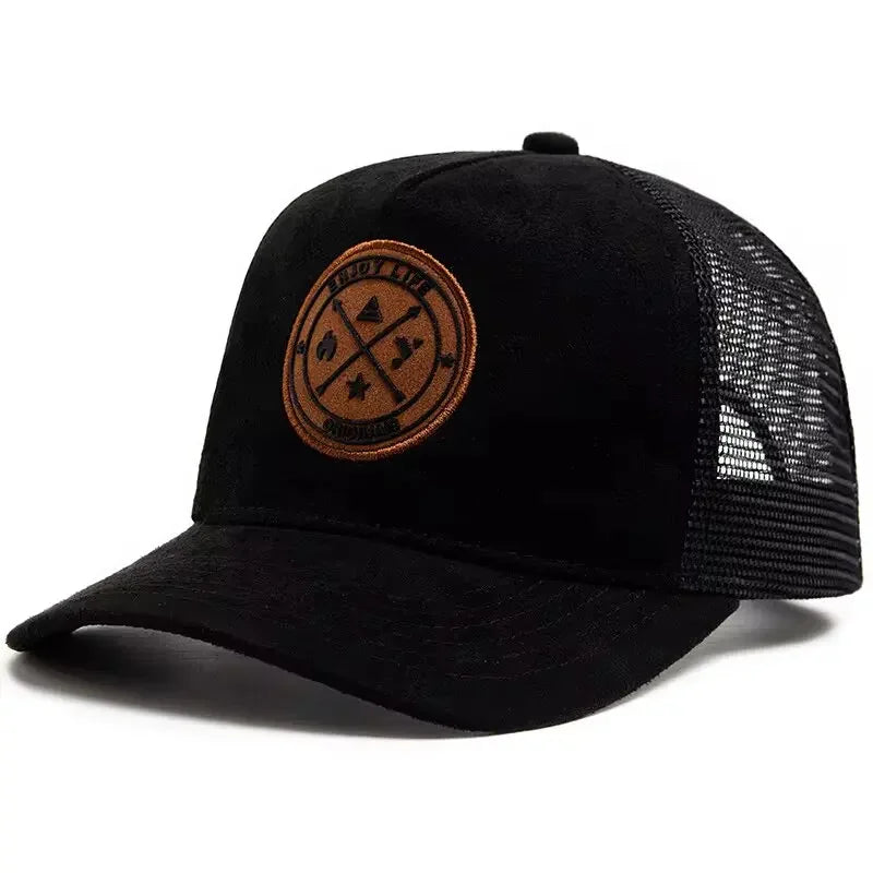 New round label letter grid baseball cap Spring and autumn outdoor men's and women's casual sunshade cap