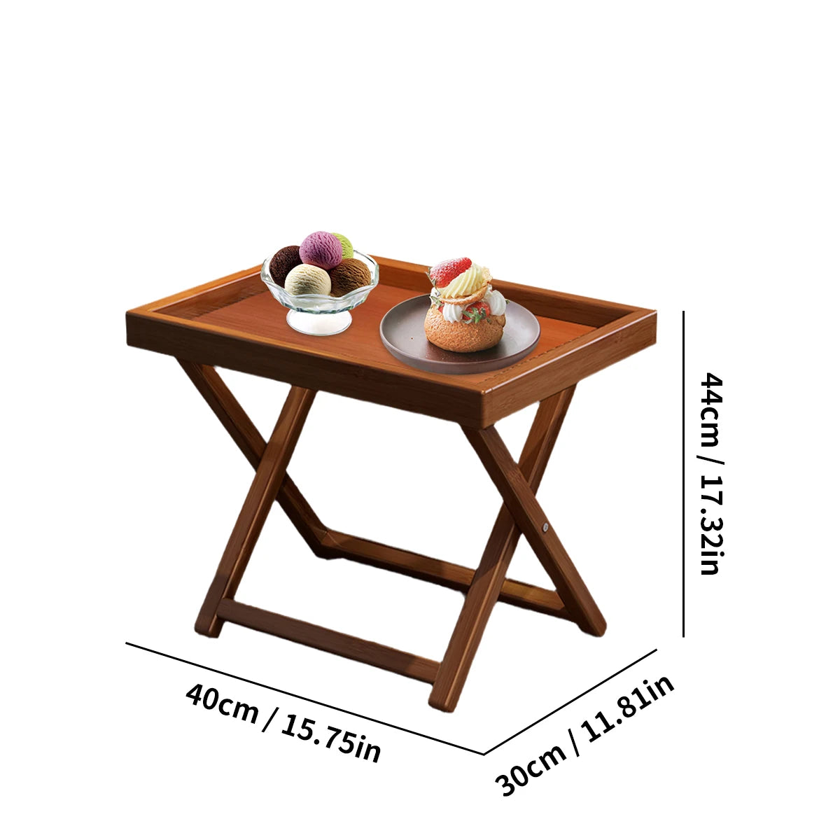 Bamboo Folding Side Table,Durable Tv Tray Bed Table,Small End Table For Living Room, Bedroom