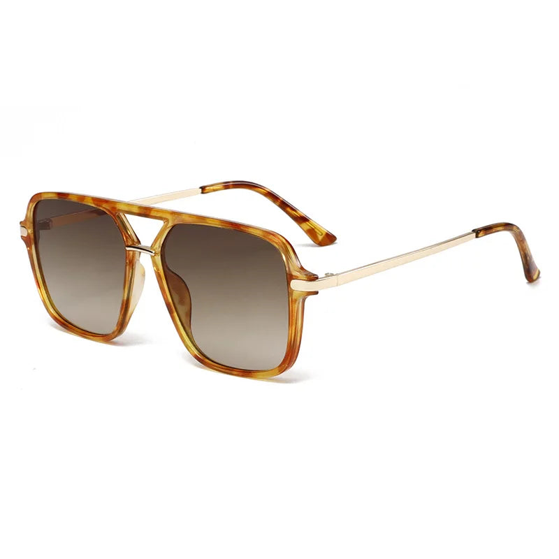 SHAUNA Fashion Double Bridges Square Sunglasses Women Men Retro Gradient Sun Glasses Shades UV400