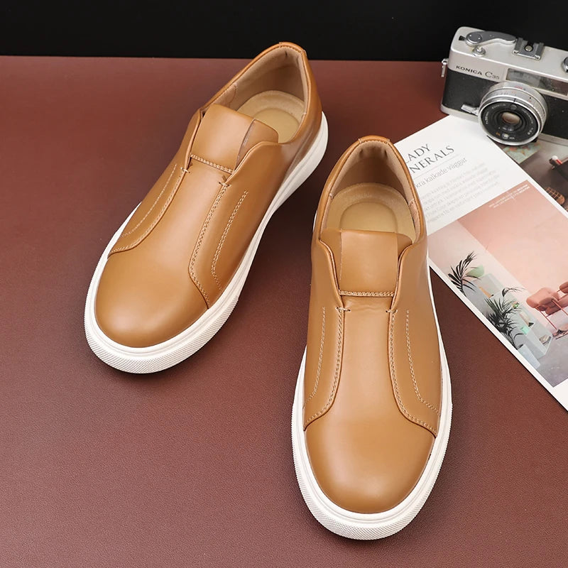Fashion Men's Skateboard Shoes Sneakers Men Casual Slip-on Leather Loafers Flats