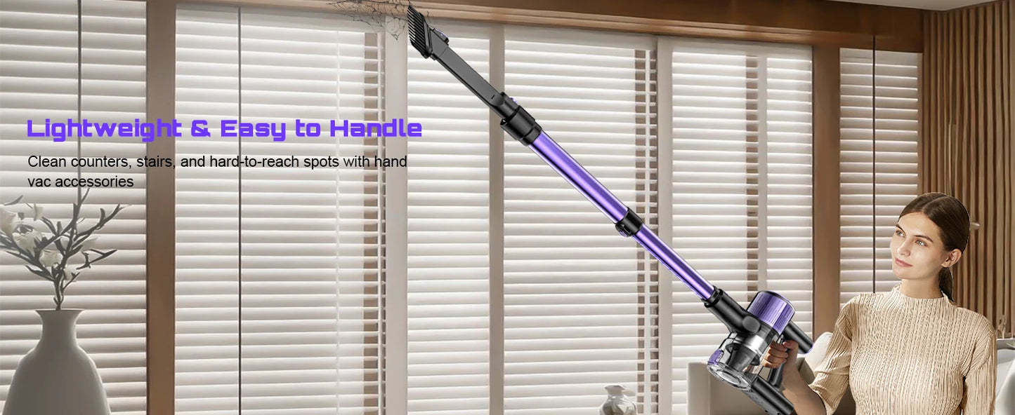 Cordless Vacuum Cleaner, 40Kpa/500W/45min 10 in 1 Powerful Stick Lightweight Vacuum Cleaner for Home Pet Hair/Hard Floor/Carpet