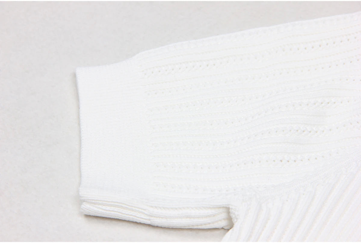 Spring And Summer New Fashionable Knitted Elastic Solid Color Short Sleeved Double Breasted Slim Fit Fishtail Women's Dress