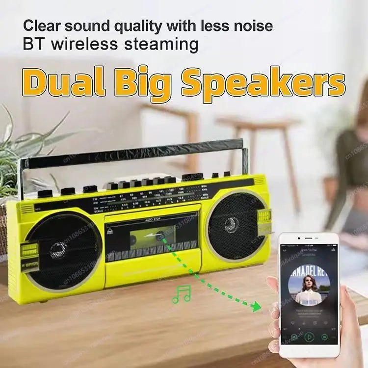 High Quality Portable Cassette Recorder Player  Music Play Walkman Retro Tape Drive AM/FM/SW Radio Bluetooth Speakers
