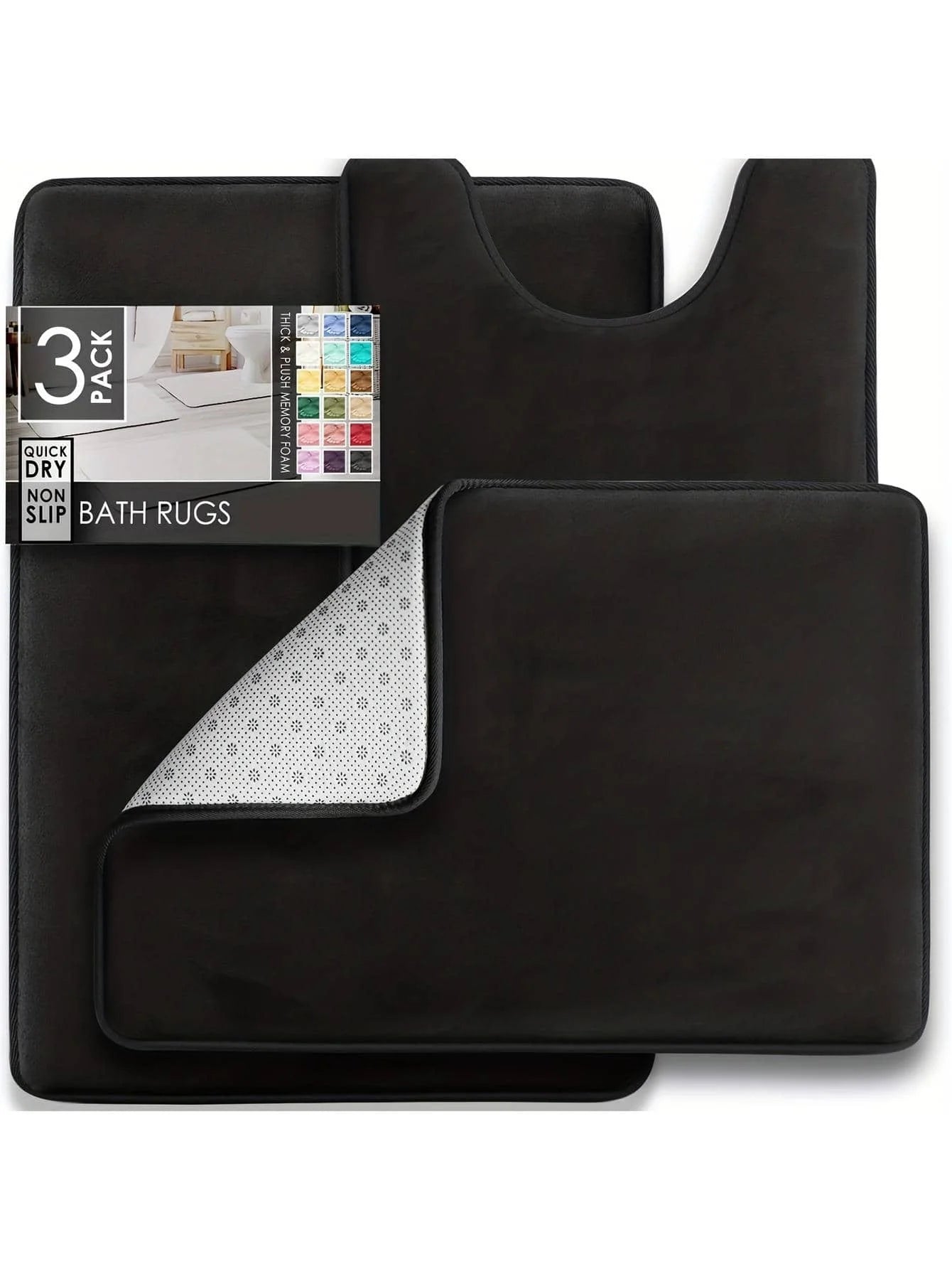3PC  Bathroom Rugs Velvet Memory Foam Non-Slip Bath Rugs Machine Wash Dries Quickly - Ultra Soft Bath Mats for Bedroom kitchen